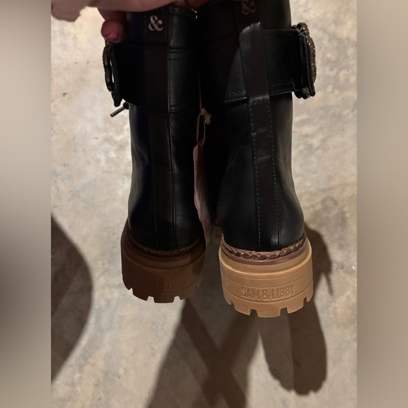 Sam & Libby Samantha Combat Boots 8 New Faux Leather Zip Lace Up Embellished - Picture 4 of 6